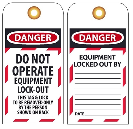 DO NOT OPERATE EQUIPMENT - DANGER LOCKOUT Tags I Safety Supply Warehouse