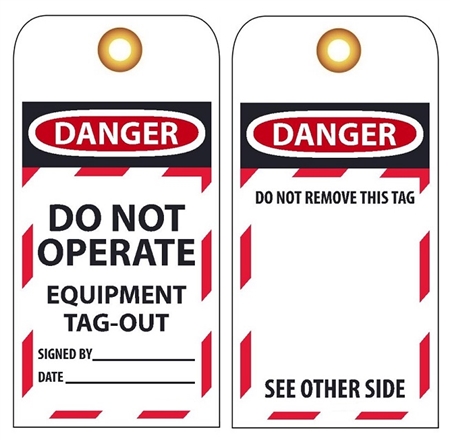 DANGER DO NOT OPERATE - Equipment Lock-Out Tag