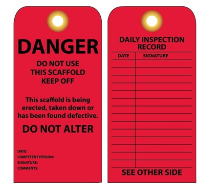 DANGER - DO NOT USE THIS SCAFFOLD Tag - Safety Supply Warehouse