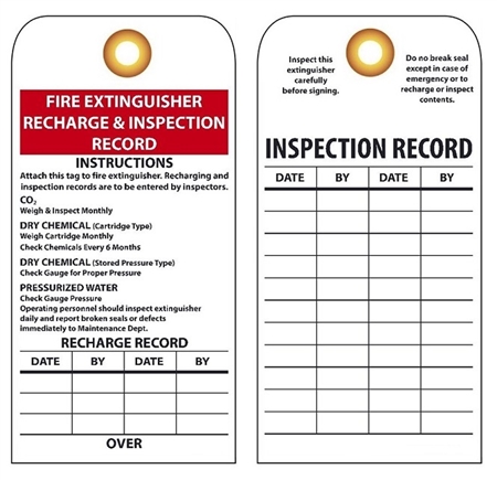 fire extinguisher monthly inspection card