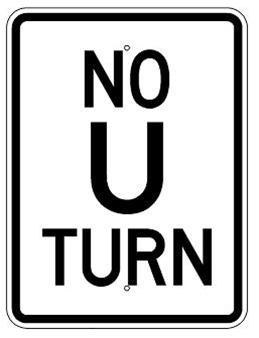 no u turn road sign