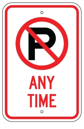 Anytime No Parking Symbol Sign