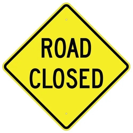 road closed detour sign