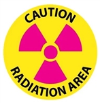 Non-Slip CAUTION RADIATION AREA, 17 inch Diameter, Walk On Floor Sign